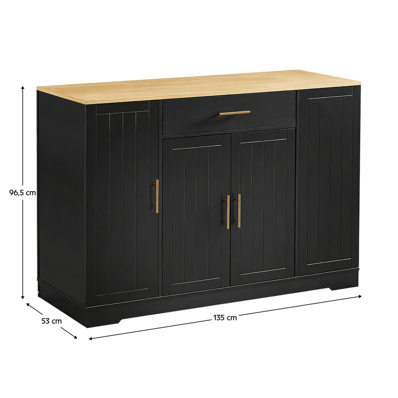 Casa si Gradina - Mobilier - Comode si corpuri - Corpuri bucatarie - Insula de bucatarie cu cos de gunoi, negru/stejar, TORIO - Infinity.ro