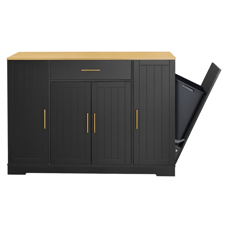 Casa si Gradina - Mobilier - Comode si corpuri - Corpuri bucatarie - Insula de bucatarie cu cos de gunoi, negru/stejar, TORIO - Infinity.ro