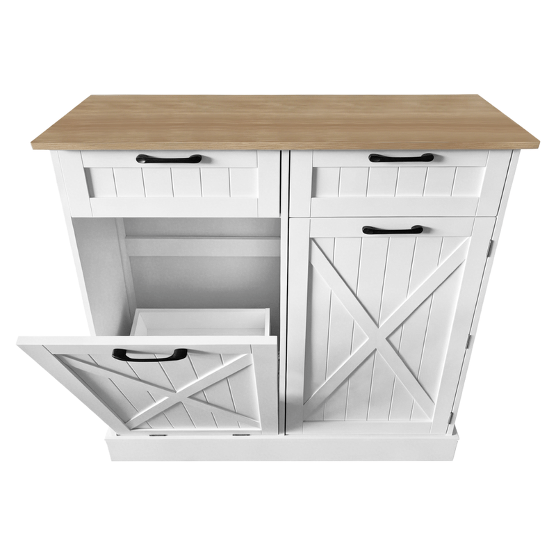 Casa si Gradina - Mobilier - Comode si corpuri - Corpuri bucatarie - Dulap cu deschidere basculanta cu cos de gunoi, alb/stejar, DENIO - Infinity.ro