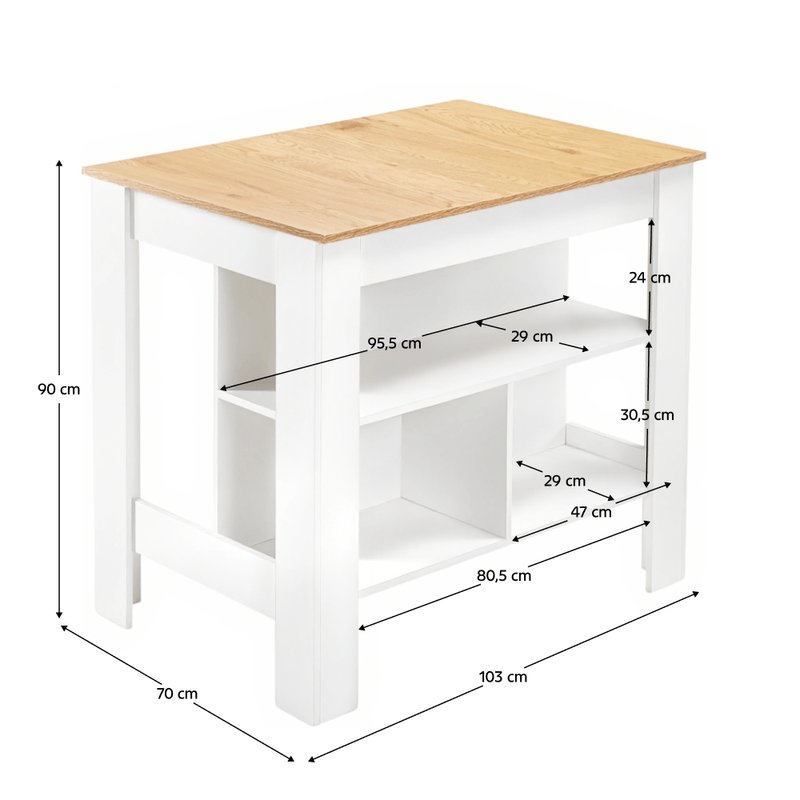 Casa si Gradina - Mobilier - Comode si corpuri - Corpuri bucatarie - Insula de bucatarie, 103x70 cm, stejar/alb, LUNAN - Infinity.ro