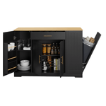 Casa si Gradina - Mobilier - Comode si corpuri - Corpuri bucatarie - Insula de bucatarie cu cos de gunoi, negru/stejar, TORIO - Infinity.ro