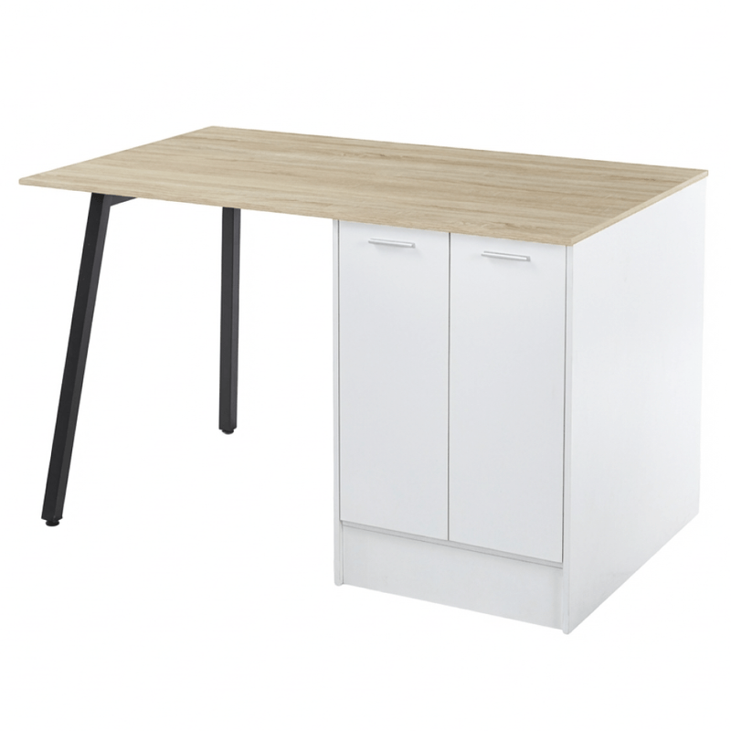 Casa si Gradina - Mobilier - Comode si corpuri - Corpuri bucatarie - Insula de bucatarie, 150x90 cm, stejar/alb/negru, XILO - Infinity.ro