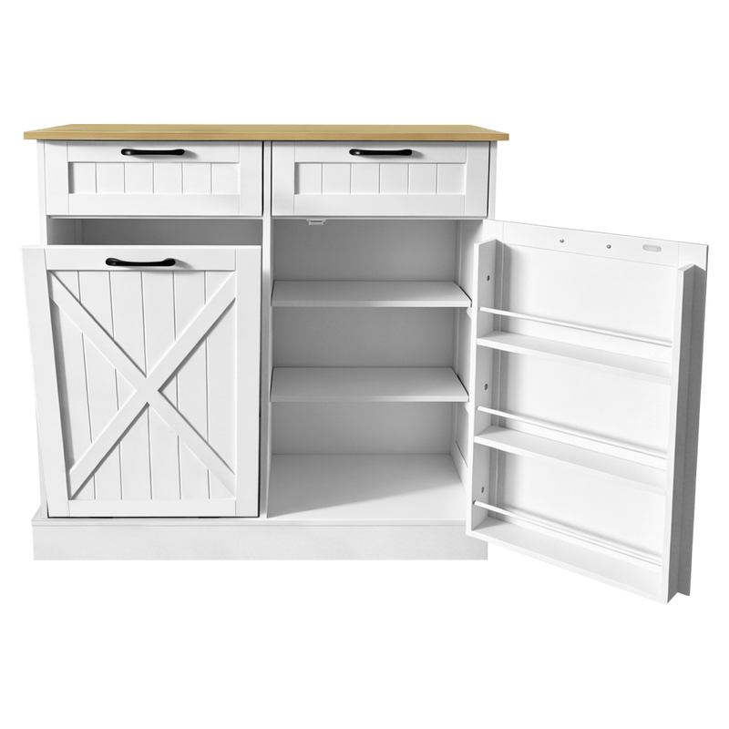 Casa si Gradina - Mobilier - Comode si corpuri - Corpuri bucatarie - Dulap cu deschidere basculanta cu cos de gunoi, alb/stejar, DENIO - Infinity.ro