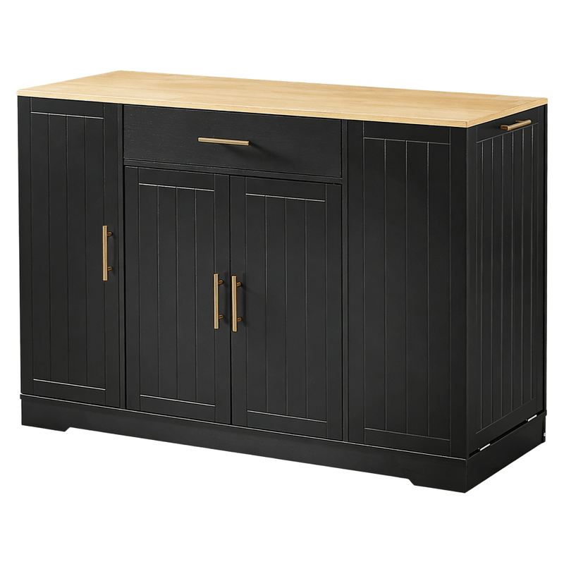 Casa si Gradina - Mobilier - Comode si corpuri - Corpuri bucatarie - Insula de bucatarie cu cos de gunoi, negru/stejar, TORIO - Infinity.ro