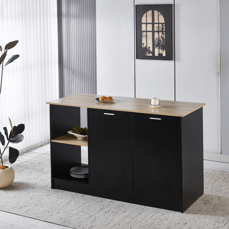 Casa si Gradina - Mobilier - Comode si corpuri - Corpuri bucatarie - Insula de bucatarie, 150x60 cm, stejar/negru, POMPEJ - Infinity.ro