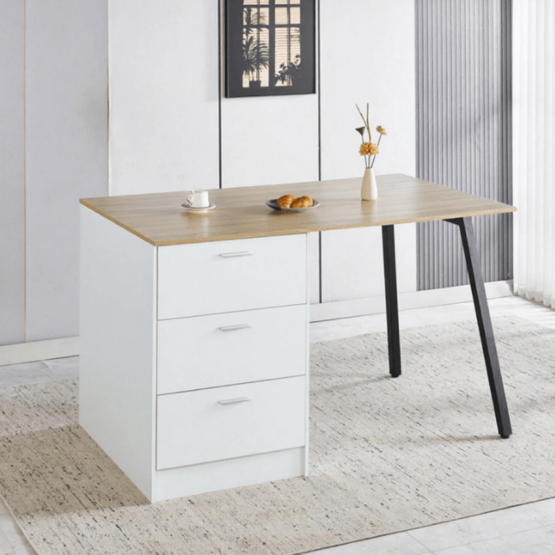 Casa si Gradina - Mobilier - Comode si corpuri - Corpuri bucatarie - Insula de bucatarie, 150x90 cm, stejar/alb/negru, XILO - Infinity.ro