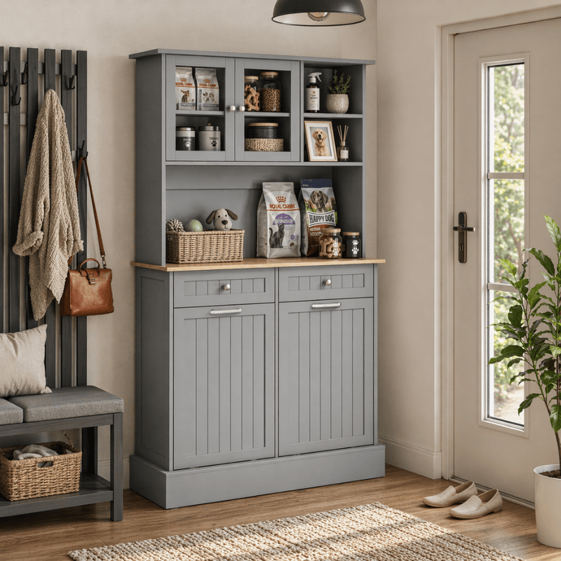 Casa si Gradina - Mobilier - Comode si corpuri - Corpuri bucatarie - Bufet cu usi rabatabile, gri/stejar, DUOM - Infinity.ro