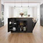 Casa si Gradina - Mobilier - Comode si corpuri - Corpuri bucatarie - Insula de bucatarie cu cos de gunoi, negru/stejar, TORIO - Infinity.ro