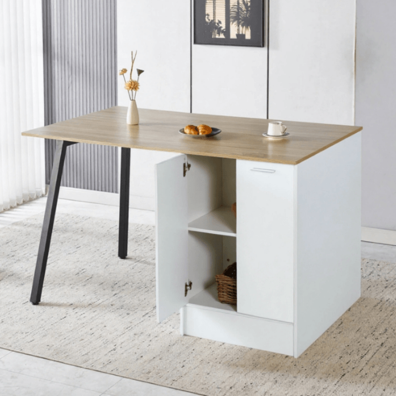 Casa si Gradina - Mobilier - Comode si corpuri - Corpuri bucatarie - Insula de bucatarie, 150x90 cm, stejar/alb/negru, XILO - Infinity.ro