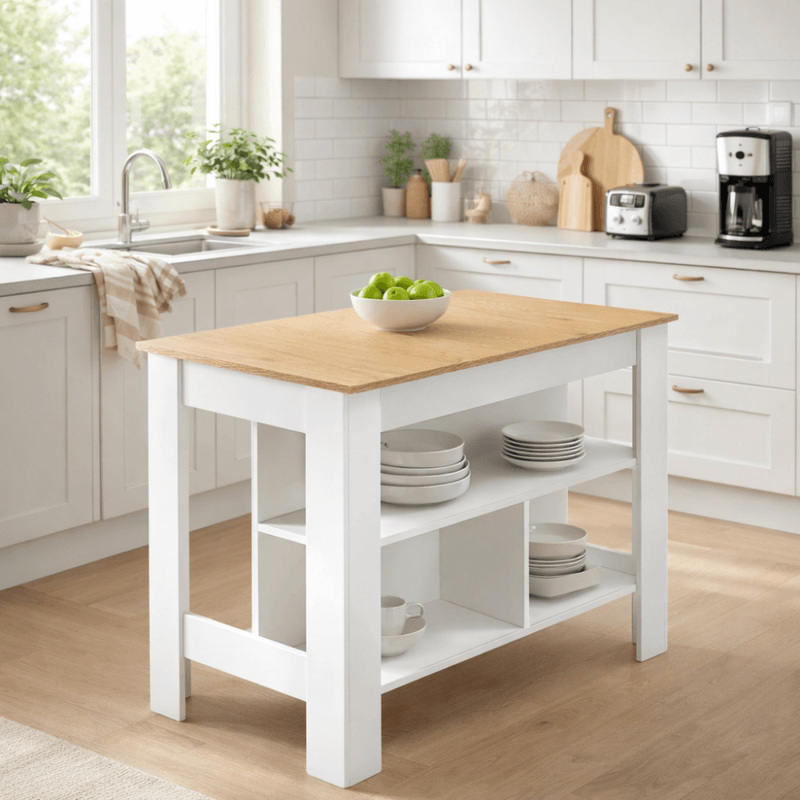 Casa si Gradina - Mobilier - Comode si corpuri - Corpuri bucatarie - Insula de bucatarie, 103x70 cm, stejar/alb, LUNAN - Infinity.ro