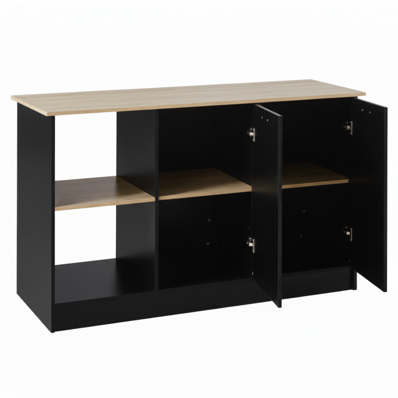 Casa si Gradina - Mobilier - Comode si corpuri - Corpuri bucatarie - Insula de bucatarie, 150x60 cm, stejar/negru, POMPEJ - Infinity.ro