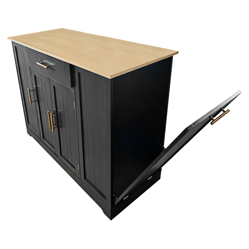 Casa si Gradina - Mobilier - Comode si corpuri - Corpuri bucatarie - Insula de bucatarie cu cos de gunoi, negru/stejar, TORIO - Infinity.ro