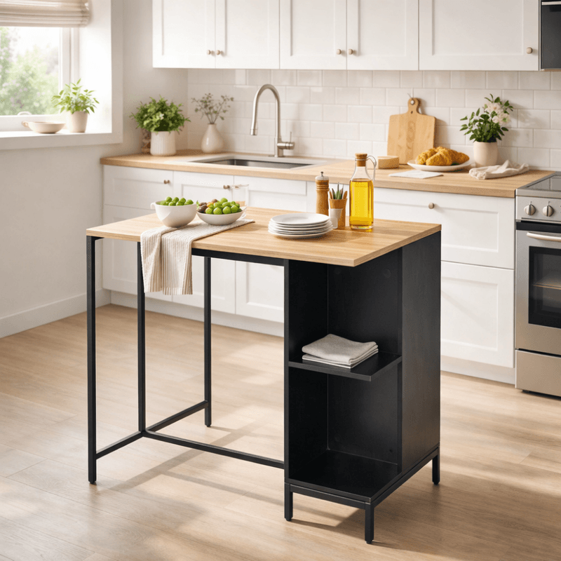 Casa si Gradina - Mobilier - Comode si corpuri - Corpuri bucatarie - Insula de bucatarie, 100x60 cm, stejar/negru, FIGO - Infinity.ro
