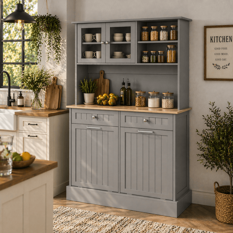 Casa si Gradina - Mobilier - Comode si corpuri - Corpuri bucatarie - Bufet cu usi rabatabile, gri/stejar, DUOM - Infinity.ro