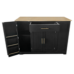 Casa si Gradina - Mobilier - Comode si corpuri - Corpuri bucatarie - Insula de bucatarie cu cos de gunoi, negru/stejar, TORIO - Infinity.ro