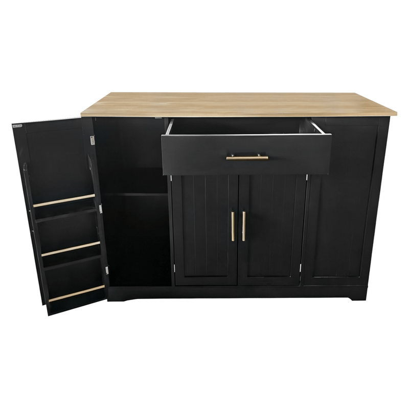 Casa si Gradina - Mobilier - Comode si corpuri - Corpuri bucatarie - Insula de bucatarie cu cos de gunoi, negru/stejar, TORIO - Infinity.ro