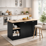 Casa si Gradina - Mobilier - Comode si corpuri - Corpuri bucatarie - Insula de bucatarie, 150x60 cm, stejar/negru, POMPEJ - Infinity.ro