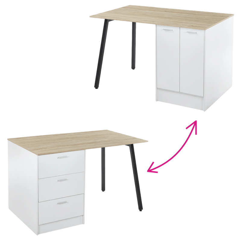 Casa si Gradina - Mobilier - Comode si corpuri - Corpuri bucatarie - Insula de bucatarie, 150x90 cm, stejar/alb/negru, XILO - Infinity.ro