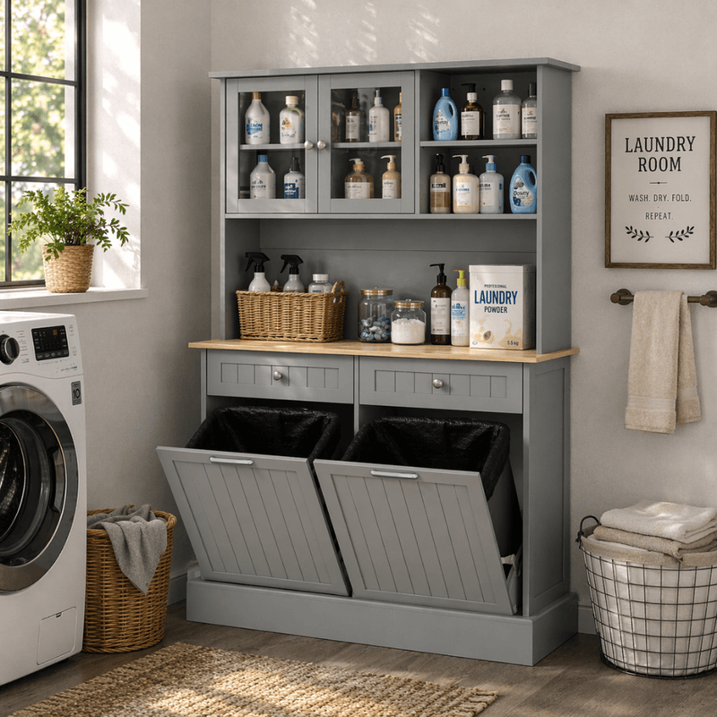 Casa si Gradina - Mobilier - Comode si corpuri - Corpuri bucatarie - Bufet cu usi rabatabile, gri/stejar, DUOM - Infinity.ro