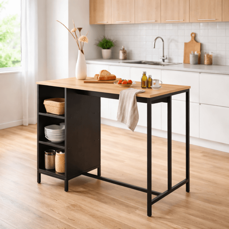 Casa si Gradina - Mobilier - Comode si corpuri - Corpuri bucatarie - Insula de bucatarie, 100x60 cm, stejar/negru, FIGO - Infinity.ro