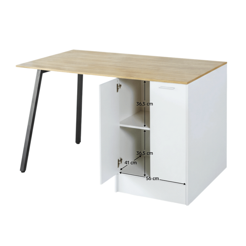 Casa si Gradina - Mobilier - Comode si corpuri - Corpuri bucatarie - Insula de bucatarie, 150x90 cm, stejar/alb/negru, XILO - Infinity.ro