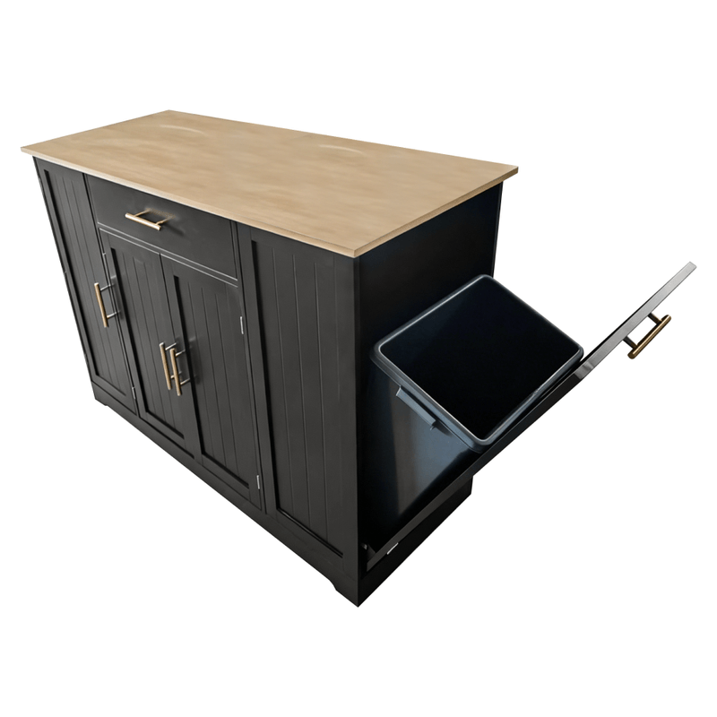 Casa si Gradina - Mobilier - Comode si corpuri - Corpuri bucatarie - Insula de bucatarie cu cos de gunoi, negru/stejar, TORIO - Infinity.ro