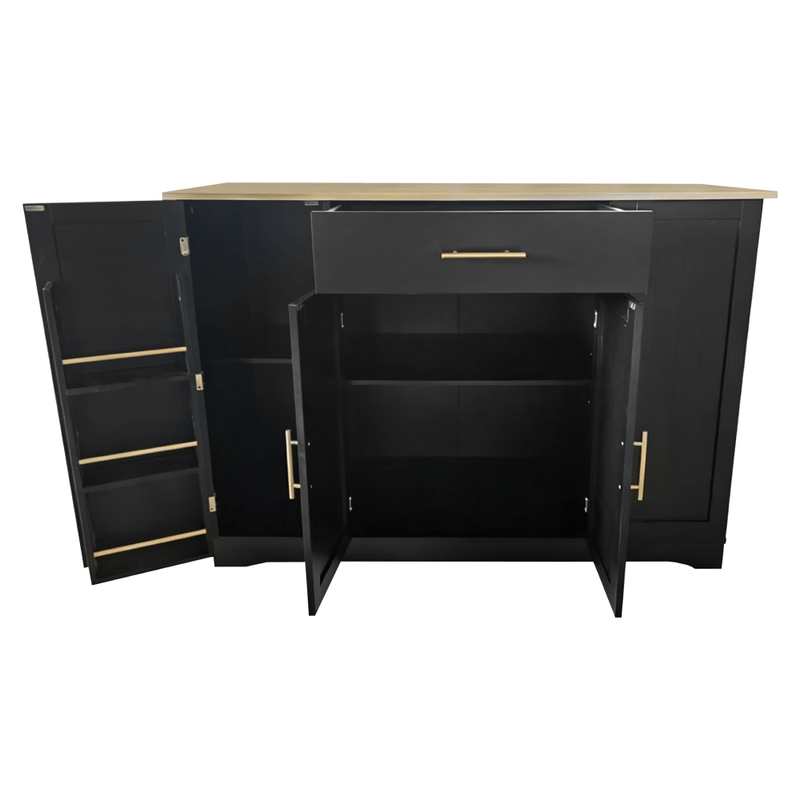 Casa si Gradina - Mobilier - Comode si corpuri - Corpuri bucatarie - Insula de bucatarie cu cos de gunoi, negru/stejar, TORIO - Infinity.ro