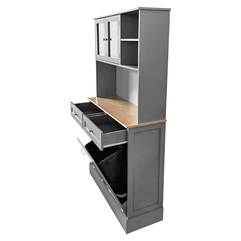 Casa si Gradina - Mobilier - Comode si corpuri - Corpuri bucatarie - Bufet cu usi rabatabile, gri/stejar, DUOM - Infinity.ro