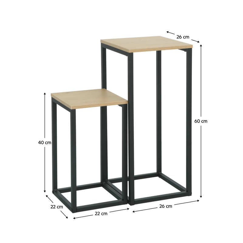 Casa si Gradina - Mobilier - Comode si corpuri - Console - Masute auxiliare, set de 2 buc., stejar/negru, TOLSOS - Infinity.ro