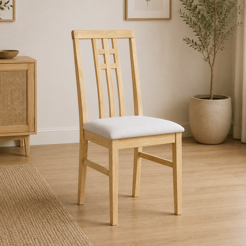Casa si Gradina - Mobilier - Scaune si fotolii - Scaune - Scaun, stejar sonoma deschis/material crem, SILAS NEW - Infinity.ro