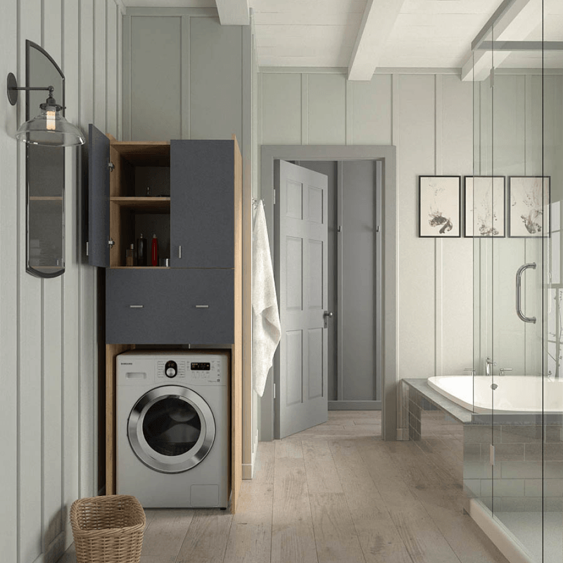 Casa si Gradina - Mobilier - Mobilier baie - Corpuri baie - Dulap adanc deasupra masinii de spalat, stejar artisan/grafit, NATALI TYP 9 - Infinity.ro