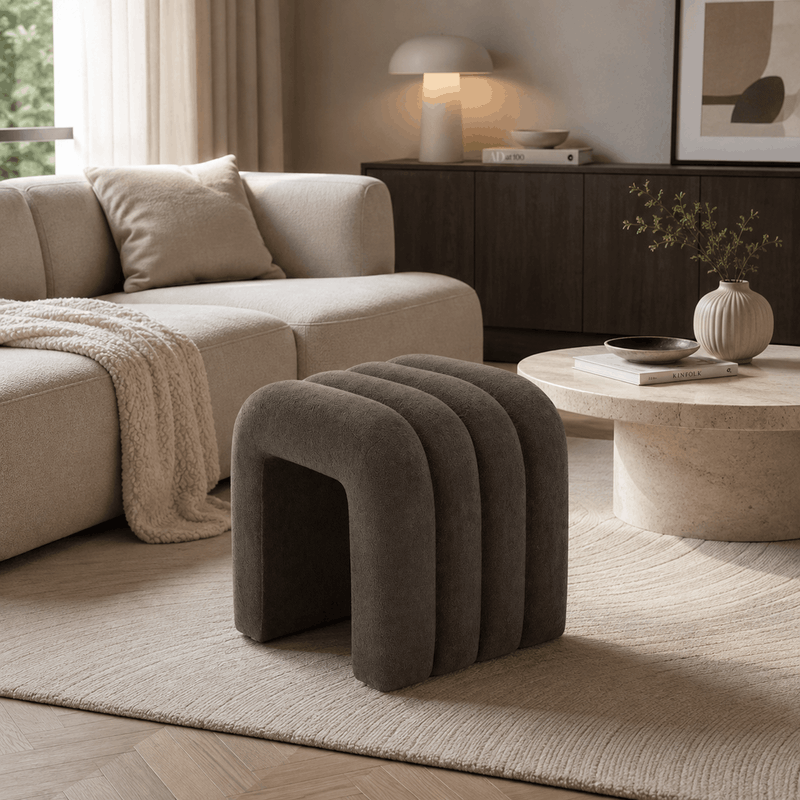 Casa si Gradina - Mobilier - Scaune si fotolii - Tabureti - Taburet de design, tesatura maro, SUNDO - Infinity.ro