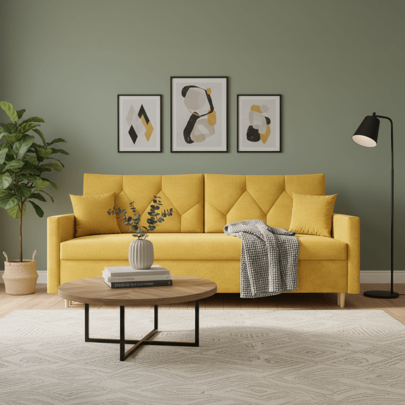 Casa si Gradina - Mobilier - Canapele si coltare - Canapele - Canapea extensibila, galben, VALEN - Infinity.ro