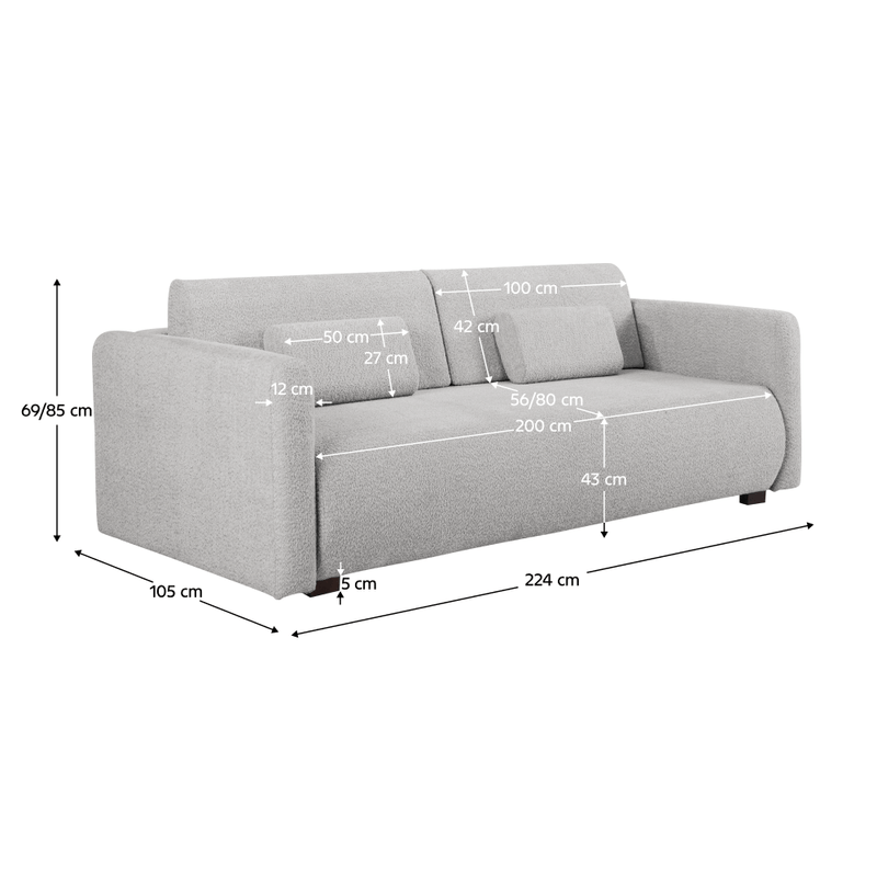 Casa si Gradina - Mobilier - Canapele si coltare - Canapele - Canapea extensibila, gri deschis, ALIBA - Infinity.ro