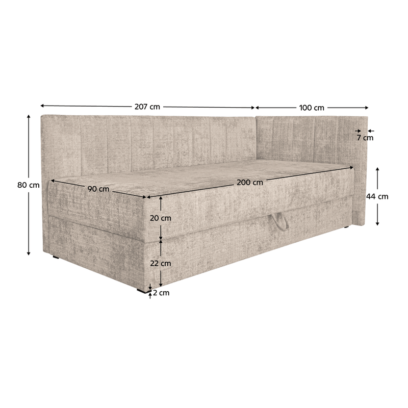Casa si Gradina - Mobilier - Paturi si accesorii - Paturi - Pat de zi cu spatiu de depozitare, 90x200, bej, LUIZA - Infinity.ro