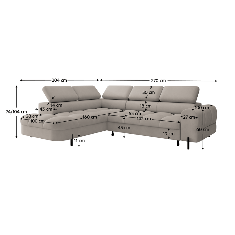 Casa si Gradina - Mobilier - Canapele si coltare - Coltare - Set canapea de colt, bej Taupe, pe stanga, BERON ROH - Infinity.ro