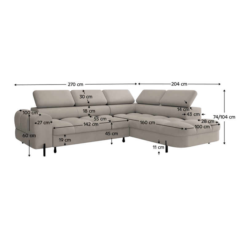 Casa si Gradina - Mobilier - Canapele si coltare - Coltare - Set de canapea de colt, bej Taupe, pe dreapta, BERON ROH - Infinity.ro