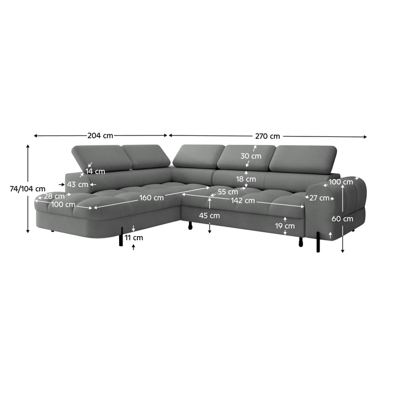 Casa si Gradina - Mobilier - Canapele si coltare - Coltare - Set canapea de colt, gri, pe stanga, BERON ROH - Infinity.ro