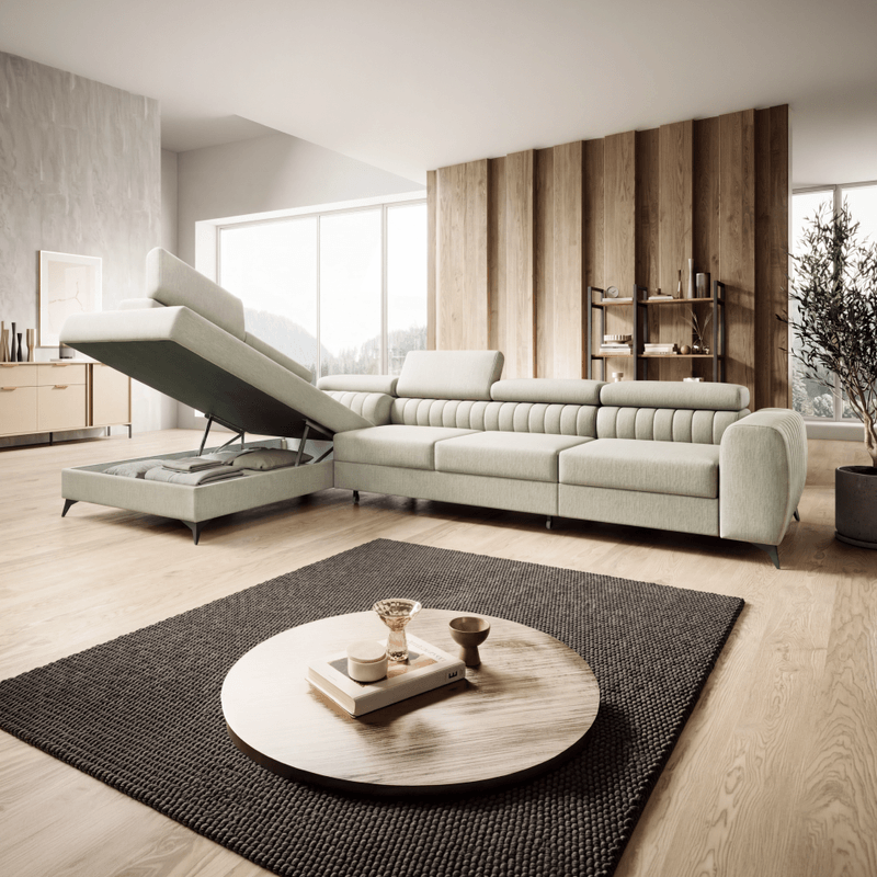 Casa si Gradina - Mobilier - Canapele si coltare - Coltare - Set de canapea de colt, crem, pe stanga, PONTI MAXI ROH - Infinity.ro