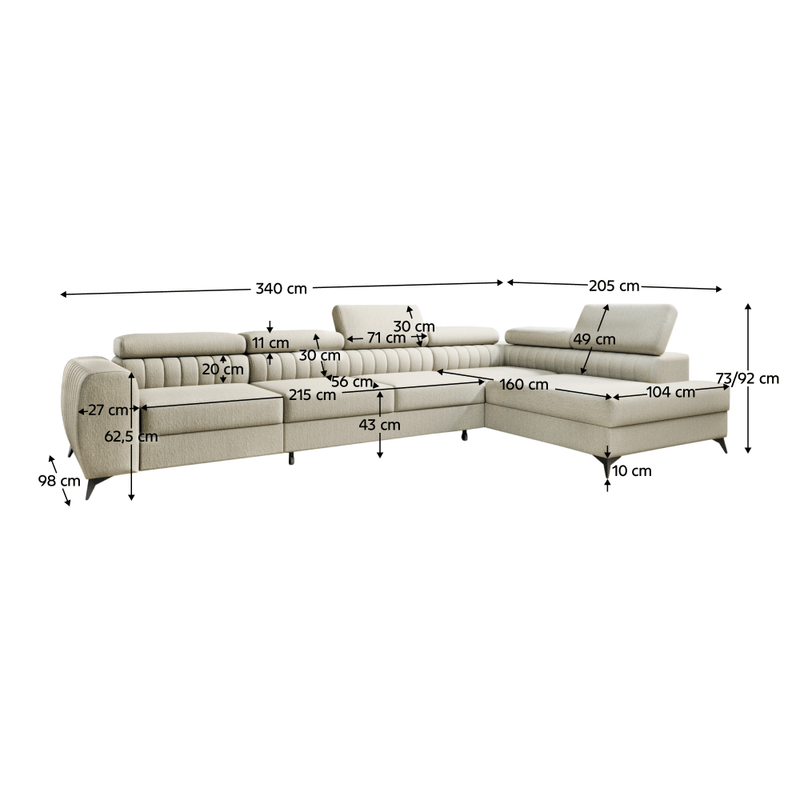 Casa si Gradina - Mobilier - Canapele si coltare - Coltare - Set de canapea de colt, crem, pe dreapta, PONTI MAXI ROH - Infinity.ro