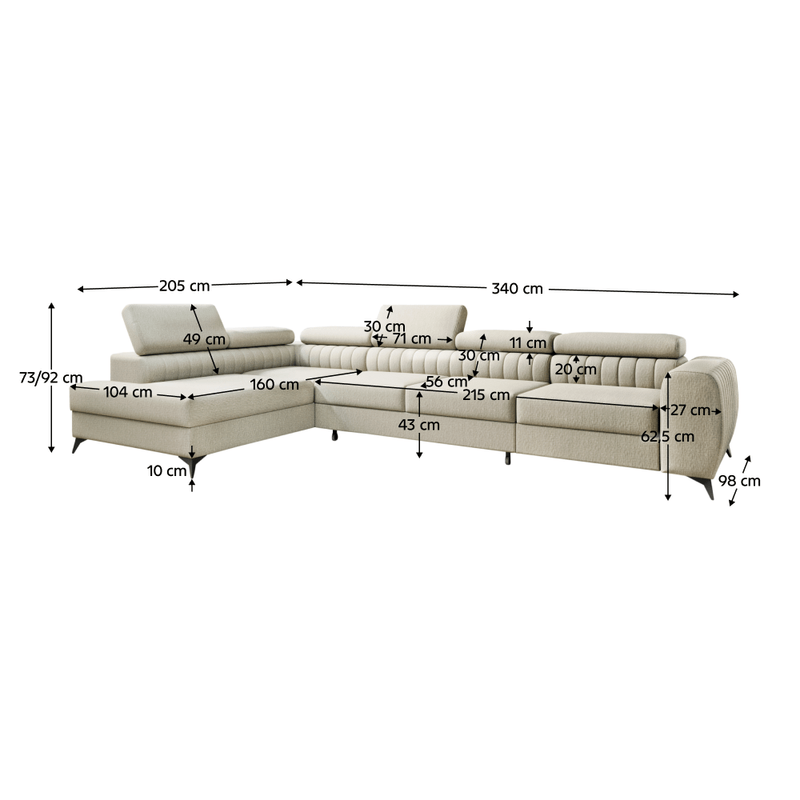 Casa si Gradina - Mobilier - Canapele si coltare - Coltare - Set de canapea de colt, crem, pe stanga, PONTI MAXI ROH - Infinity.ro