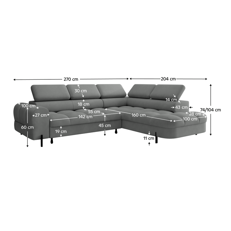 Casa si Gradina - Mobilier - Canapele si coltare - Coltare - Set canapea de colt, gri, pe dreapta, BERON ROH - Infinity.ro