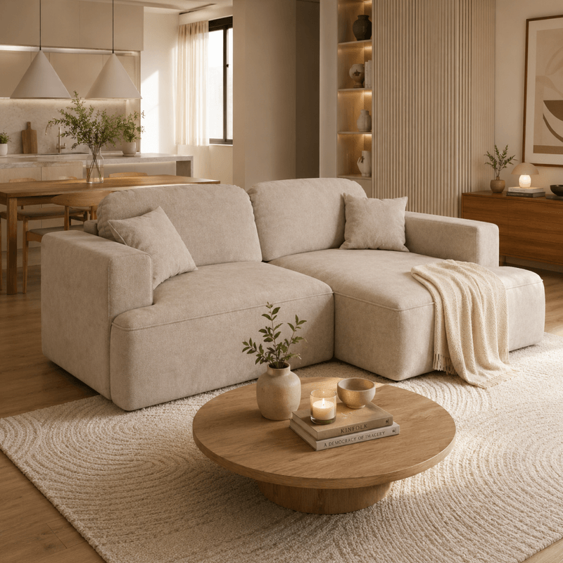 Casa si Gradina - Mobilier - Canapele si coltare - Coltare - Set de canapea de colt, bej Taupe, pe dreapta, SOUL ROH - Infinity.ro