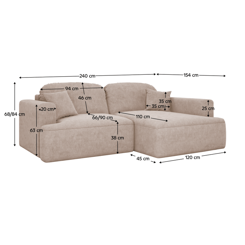 Casa si Gradina - Mobilier - Canapele si coltare - Coltare - Set de canapea de colt, bej Taupe, pe dreapta, SOUL ROH - Infinity.ro