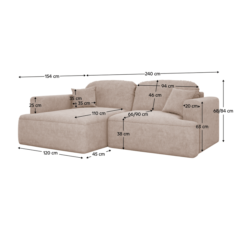 Casa si Gradina - Mobilier - Canapele si coltare - Coltare - Set canapea de colt, bej Taupe, pe stanga, SOUL ROH - Infinity.ro