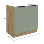 Casa si Gradina - Mobilier - Comode si corpuri - Corpuri bucatarie - Dulapior pentru chiuveta, aquamarine/stejar artisan, ARSANY 80 ZL 2F BB - Infinity.ro