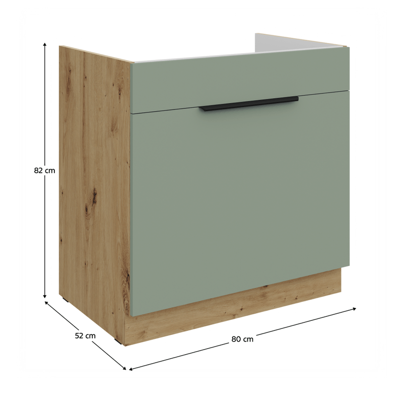 Casa si Gradina - Mobilier - Comode si corpuri - Corpuri bucatarie - Dulapior pentru chiuveta, aquamarine/stejar artisan, ARSANY 80 ZL 1S BB - Infinity.ro