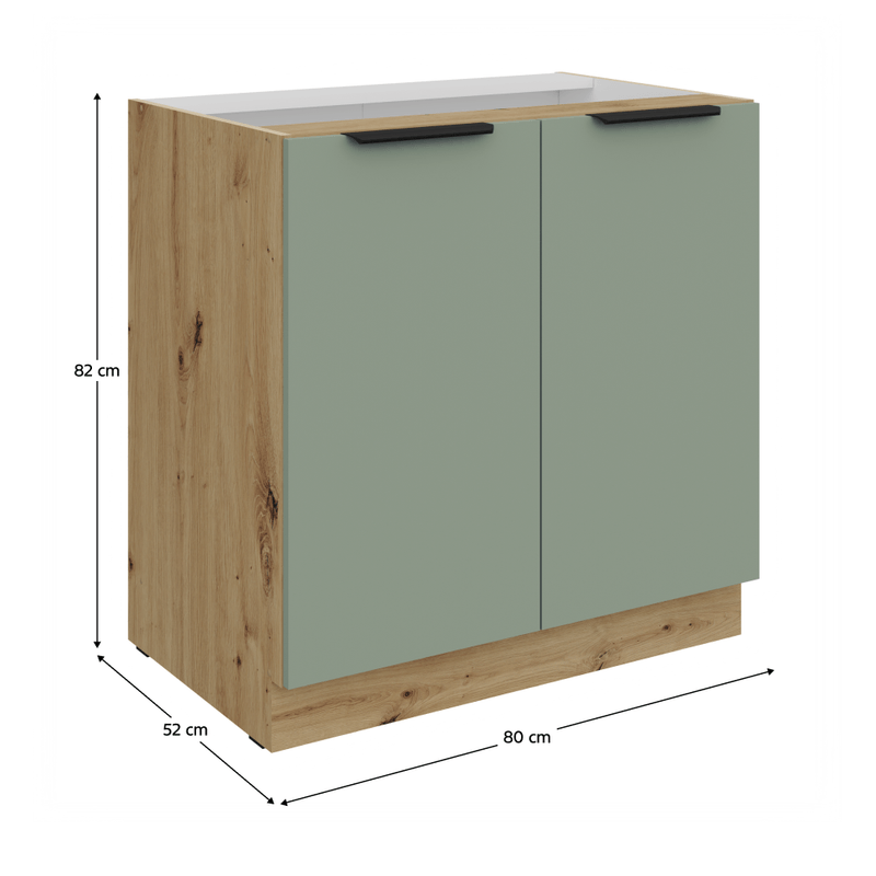 Casa si Gradina - Mobilier - Comode si corpuri - Corpuri bucatarie - Dulapior inferior, aquamarine/stejar artisan, ARSANY 80 D 2F BB - Infinity.ro