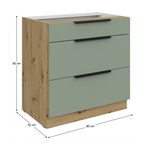 Casa si Gradina - Mobilier - Comode si corpuri - Corpuri bucatarie - Dulapior inferior, aquamarine/stejar artisan, ARSANY 80 D 3S BB - Infinity.ro