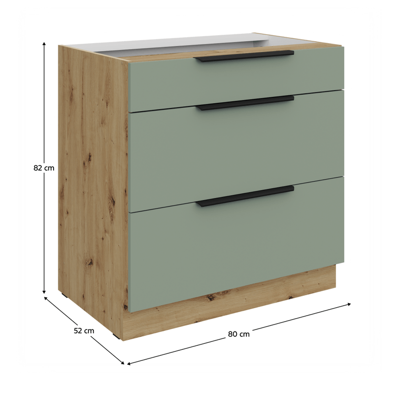 Casa si Gradina - Mobilier - Comode si corpuri - Corpuri bucatarie - Dulapior inferior, aquamarine/stejar artisan, ARSANY 80 D 3S BB - Infinity.ro